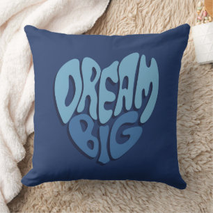 Coussin Rêver grand : citation espace-bleu foncé