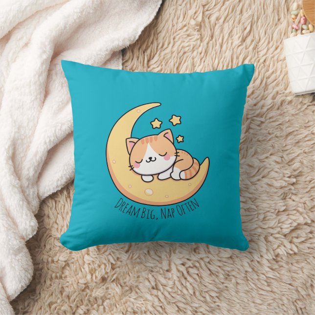 Coussin Rêver Grosse Nap Souvent Chat Sur Lune (Couverture)