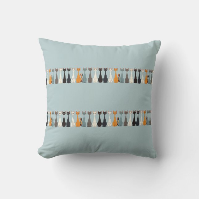 Coussin Reversible Blue Cream Still Tired Cats | Cat Mom (Recto)