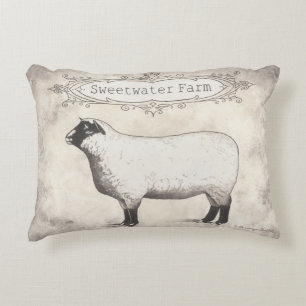 coussin réversible de mouton de ferme dans les ne