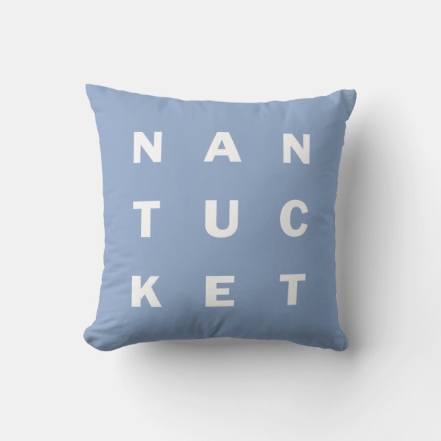 Coussin réversible typographique bleu de NANTUCKET (Recto)