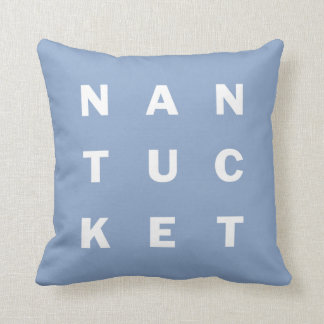 Coussin réversible typographique bleu de NANTUCKET