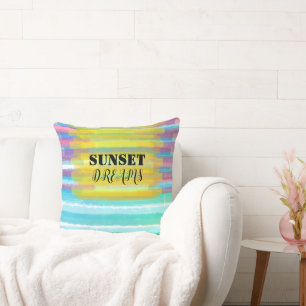 Coussin Rêves de coucher de soleil Rayures de peinture à l