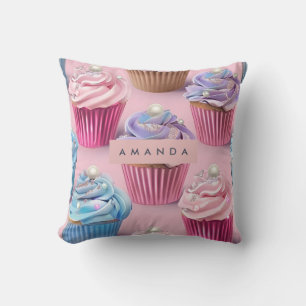 Coussin Rêves de Cupcakes Pastels Fantaisistes Personnalis