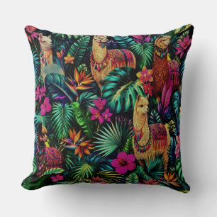 Coussin Rêves de jungle de lama Motif de surface transpare