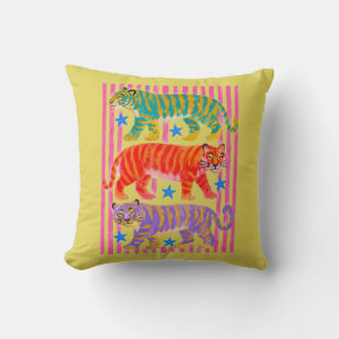 Coussin rêves de tigre arc-en-ciel
