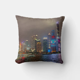 Coussin Rêves électriques - Futuriste Shanghai Skyline, A 