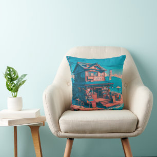 Coussin Rêves Lofi au Bord de Mer