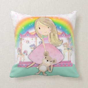 Coussin Rêves vertigineux, petite fille, carreau mignon