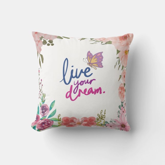 Coussin "Rêvez grand, dormez bien : le rêve ultime de vivr (Recto)
