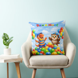 Coussin Rex and hoot ball pit adventure throw pillow