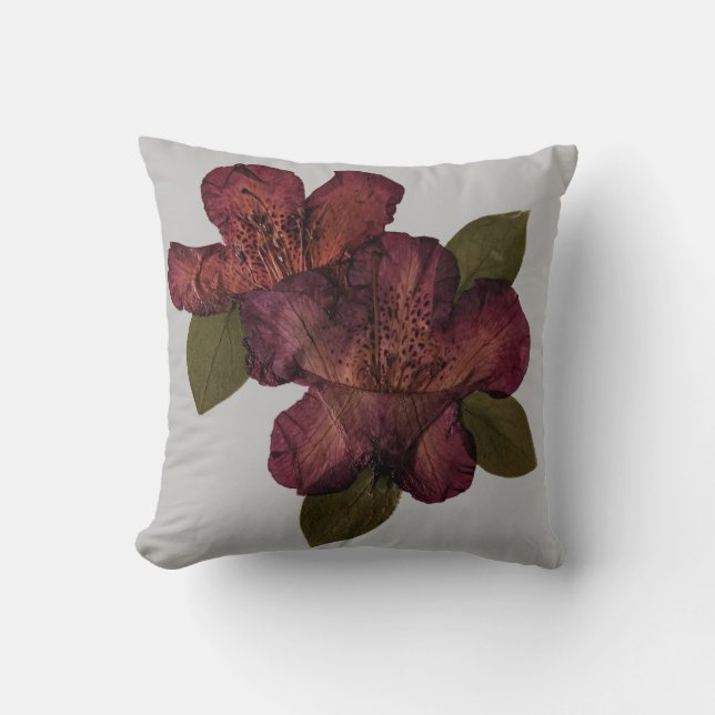 Coussin Rhododendron à fleurs pressées (Recto)