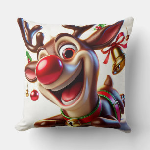 Coussin Rindeer de caricatures avec décoration de Noël