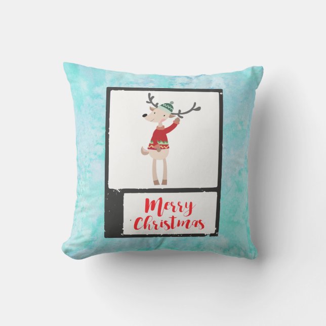 Coussin Rindeer De Noël Dans Un Gros Chaud (Recto)