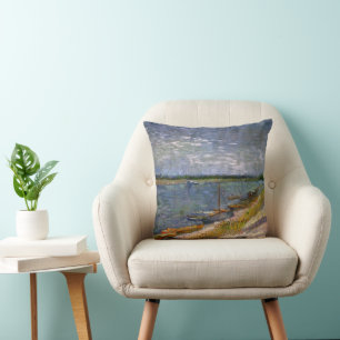 Coussin Rivière avec bateaux à rames par Vincent van Gogh