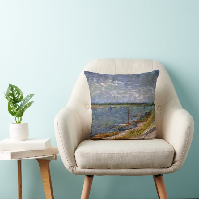 Coussin Rivière avec bateaux à rames par Vincent van Gogh (Chaise)
