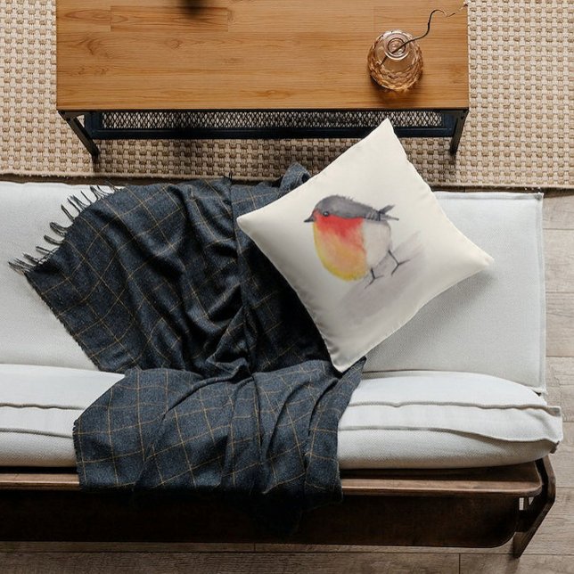 Coussin Robin aquarelle (Créateur téléchargé)