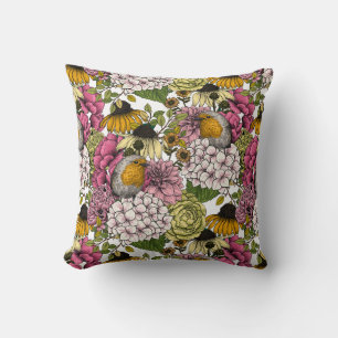 Coussin Robins dans le jardin