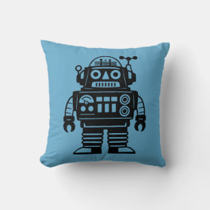 Coussin Robot Inspiré du Milieu du Siècle Rétro