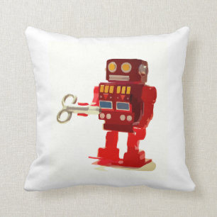 Coussin Robot rouge et jaune 
