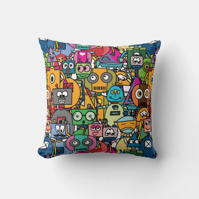 Coussin 🤖 robots colorés (Recto)