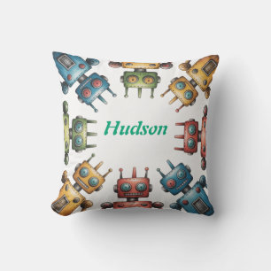 Coussin Robots rétro colorés Boy Anniversaire fête cadeau