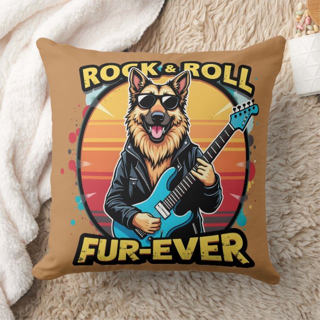 Coussin Rock and Roll German Shepherd'Art Retro Sunset (Couverture)