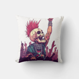Coussin Rock N� Crâne � Concert de squelette punk drôle