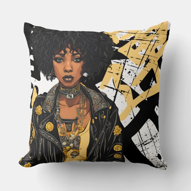 COUSSIN ROCK ROLL EN CUIR ROCK REBEL DE BEAUTÉ URBAINE NOI (Recto)