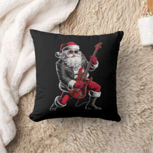 Coussin Rock & Roll Noël Santa Claus Guitare Player