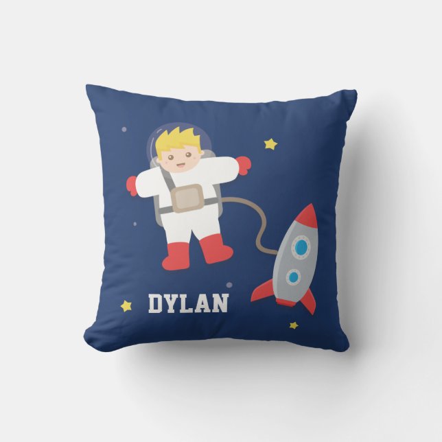 Coussin Rocket Space Salle des petits astronautes blondes (Recto)