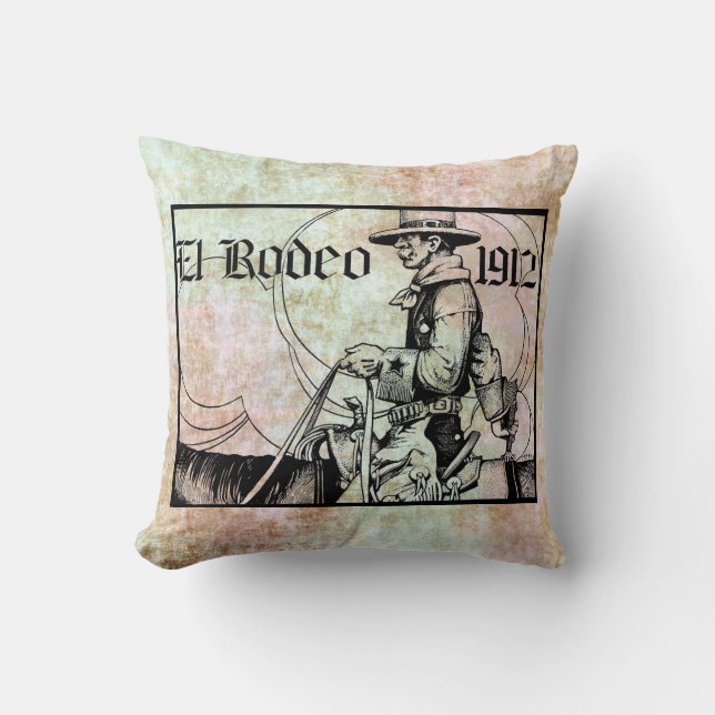 Coussin Rodeo Cowboy Country 1912 Art occidental (Recto)