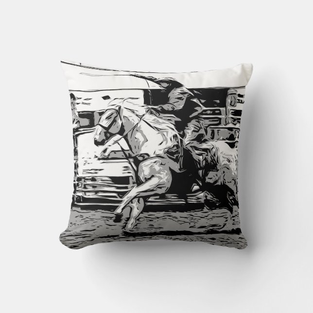 Coussin Rodeo Cowboy - Steer Roping Event (Recto)