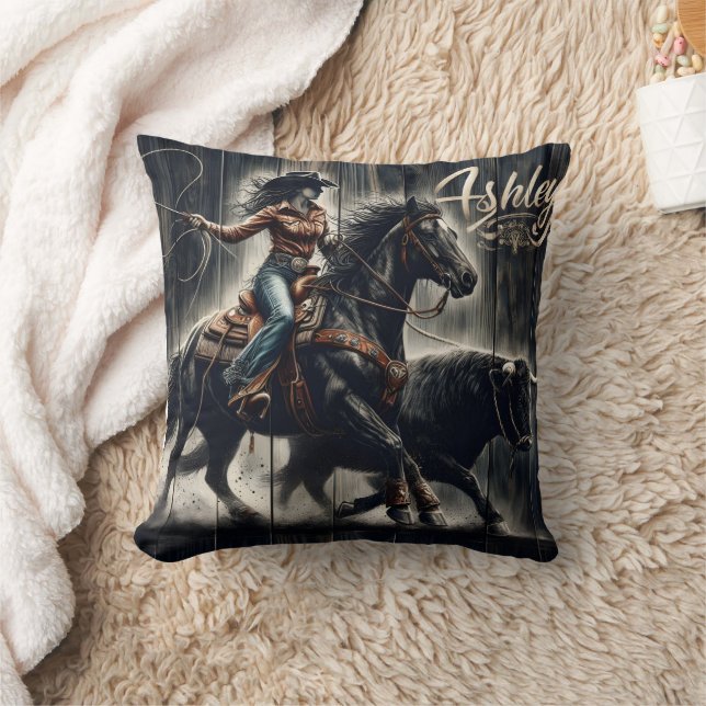Coussin Rodeo Rider à la recherche d'un taureau au coucher (Couverture)