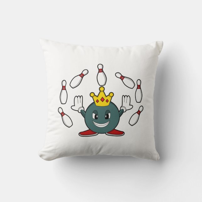 Coussin Roi au Bowling avec Quille de bowling (Recto)