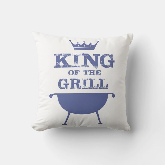 Coussin Roi Du Grill, Bleu (Recto)