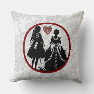 Coussin Romance Silhouette Romantique Dentelle Jeu d'oreil