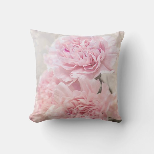 Coussin Romantic Dreamtic Pink Carnations Floral (Recto)