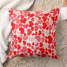 Coussin Romantic Pink and Red Heart Pattern Valentine