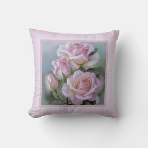 Coussin - romantique à fleurs, fleur rose, rose à 