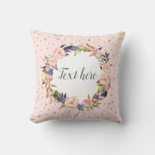 Coussin Romantique, Fleur aquarelle, bohème floral