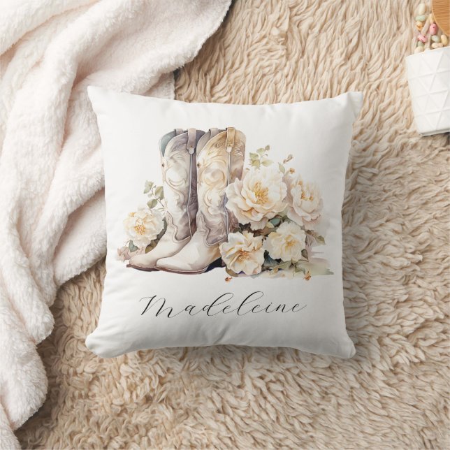 Coussin Romantique Floral Bottes de Calligraphie Nom (Couverture)