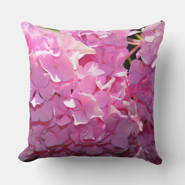 Coussin Romantique rose floral élégant hydrangeas (Recto)