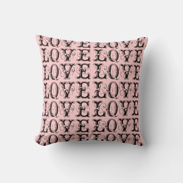 Coussin Romantique Rose Love Scroll Double Côté (Recto)