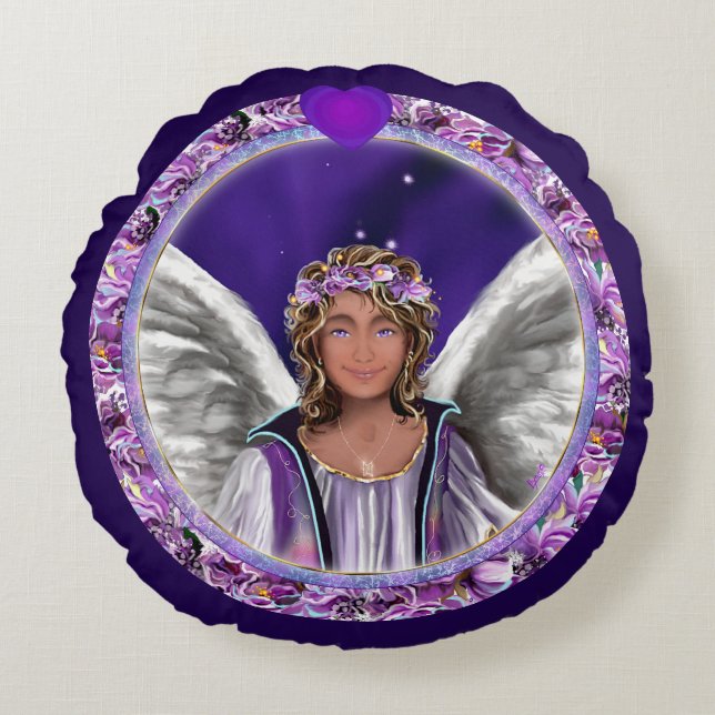 Coussin rond à âme violette (Devant)
