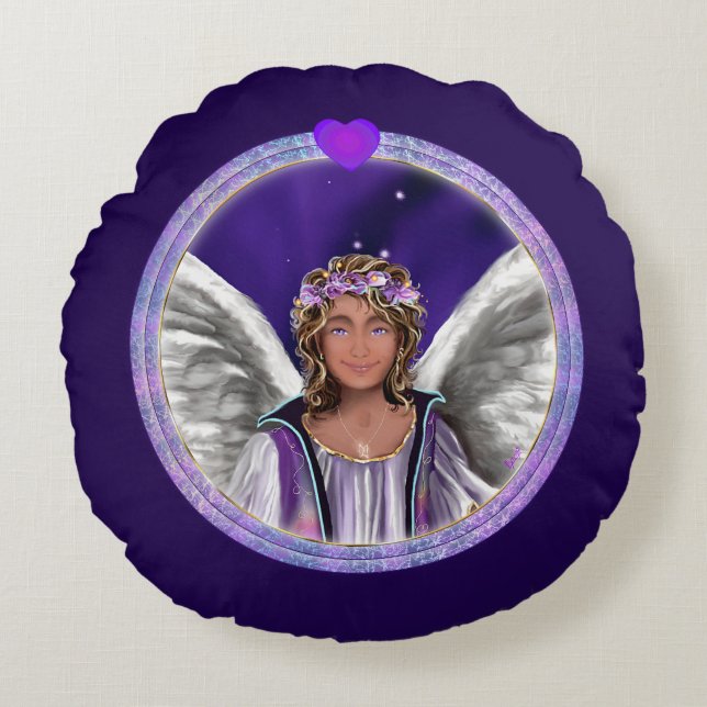 Coussin rond à âme violette (Devant)