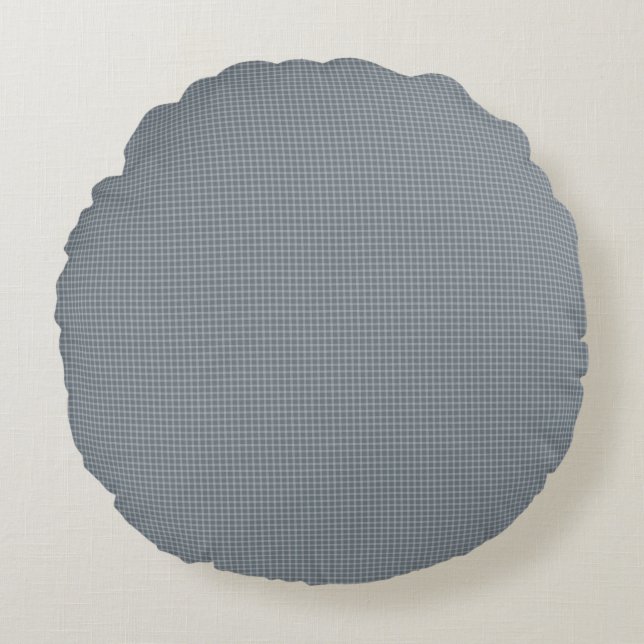 Coussin Rond à Carreaux Bleu Intemporel (Devant)