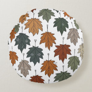 Coussin rond à feuilles d'automne