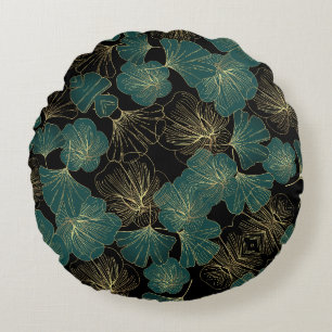 Coussin rond à impression feuille - Accent à la ma