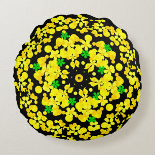 Coussin rond à motifs ornementaux